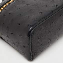 Loro Piana Black Ostrich Leather Extra Pocket L19 Pouch