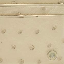 Pre Owned Loro Piana Cream Ostrich Crest Card Holder