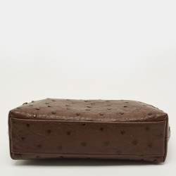 مملوكة مسبقًا Loro Piana L19 Brown Ostrich Zip Pouch