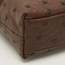 مملوكة مسبقًا Loro Piana L19 Brown Ostrich Zip Pouch