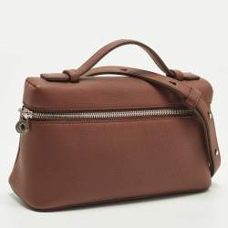 مملوكة مسبقًا Loro Piana Extra Pocket L19 Brown Leather Pouch
