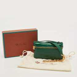 Pre Owned Loro Piana Extra Pocket Mini Green Lizard Pouch