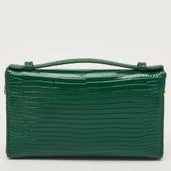 Pre Owned Loro Piana Extra Pocket Mini Green Lizard Pouch