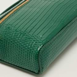 Pre Owned Loro Piana Extra Pocket Mini Green Lizard Pouch
