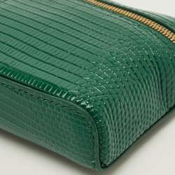 Pre Owned Loro Piana Extra Pocket Mini Green Lizard Pouch