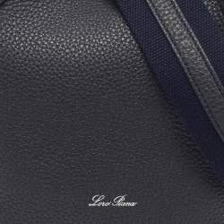 Pre Owned Loro Piana Bale Micro Navy Blue Leather Bucket Bag