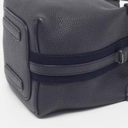 Pre Owned Loro Piana Bale Micro Navy Blue Leather Bucket Bag