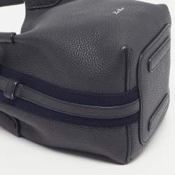 Pre Owned Loro Piana Bale Micro Navy Blue Leather Bucket Bag