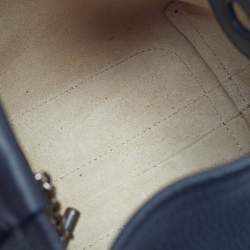 Pre Owned Loro Piana Bale Micro Navy Blue Leather Bucket Bag