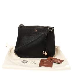 Pre Owned Loro Piana Black Leather Milky Way Odessa Crossbody Bag
