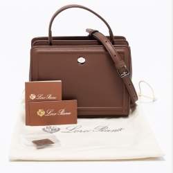 Loro Piana Brown Leather Cluisee Top Handle Bag