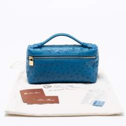 Pre Owned Loro Piana Blue Ostrich L19 Pouch