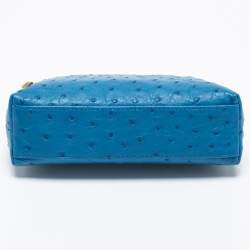 Pre Owned Loro Piana Blue Ostrich L19 Pouch