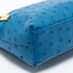 Pre Owned Loro Piana Blue Ostrich L19 Pouch