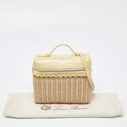Pre Owned Loro Piana Yellow/Beige Alligator and Wicker Extra Pocket L19 Pouch