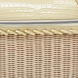 Pre Owned Loro Piana Yellow/Beige Alligator and Wicker Extra Pocket L19 Pouch