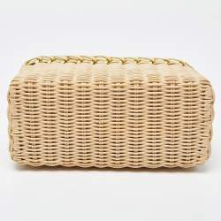 Pre Owned Loro Piana Yellow/Beige Alligator and Wicker Extra Pocket L19 Pouch
