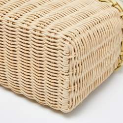 Pre Owned Loro Piana Yellow/Beige Alligator and Wicker Extra Pocket L19 Pouch
