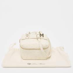 Pre Owned Loro Piana White Ostrich Extra Pocket L11.5 Pouch