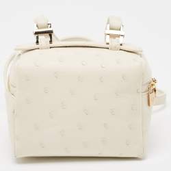 Pre Owned Loro Piana White Ostrich Extra Pocket L11.5 Pouch