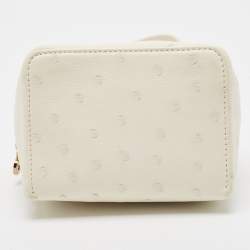Pre Owned Loro Piana White Ostrich Extra Pocket L11.5 Pouch