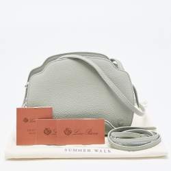 Pre Owned Loro Piana Pale Green Leather Sesia Crossbody Bag