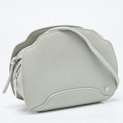 Pre Owned Loro Piana Pale Green Leather Sesia Crossbody Bag