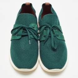 Loro Piana Green Knit Fabric and Suede 360 LP Lady Flexi Walk Sneakers Size 41