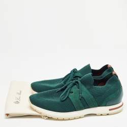 Loro Piana Green Knit Fabric and Suede 360 LP Lady Flexi Walk Sneakers Size 41