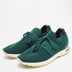 Loro Piana Green Knit Fabric and Suede 360 LP Lady Flexi Walk Sneakers Size 41