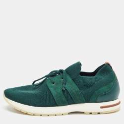 Loro Piana Green Knit Fabric and Suede 360 LP Lady Flexi Walk Sneakers Size 41