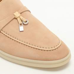 Pre Owned Loro Piana Beige Suede Summer Charms Walk Loafers Size 38