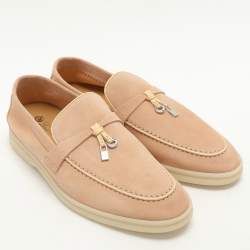 Pre Owned Loro Piana Beige Suede Summer Charms Walk Loafers Size 38