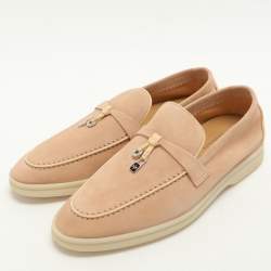 Pre Owned Loro Piana Beige Suede Summer Charms Walk Loafers Size 38