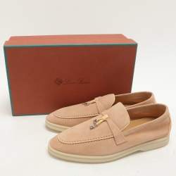 Pre Owned Loro Piana Beige Suede Summer Charms Walk Loafers Size 38