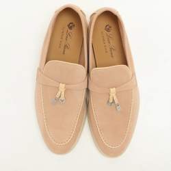 Pre Owned Loro Piana Beige Suede Summer Charms Walk Loafers Size 38