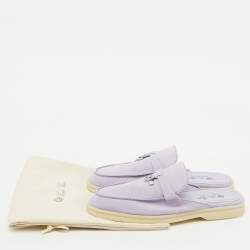 Pre Owned Loro Piana Light Purple Suede Babouche Charms Walk Flat Mules Size 38