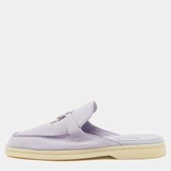 Pre Owned Loro Piana Light Purple Suede Babouche Charms Walk Flat Mules Size 38