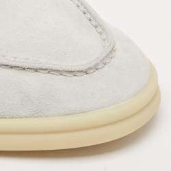 Pre Owned Loro Piana Light Blue Suede Summer Charms Walk Loafers Size 36