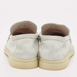 Pre Owned Loro Piana Light Blue Suede Summer Charms Walk Loafers Size 36