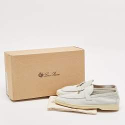 Pre Owned Loro Piana Light Blue Suede Summer Charms Walk Loafers Size 36