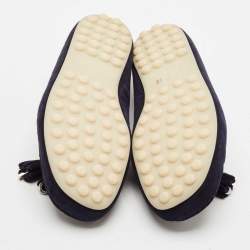 Pre Owned Loro Piana Navy Blue Suede Dot Sole Walk Loafers Size 37.5