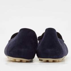 Pre Owned Loro Piana Navy Blue Suede Dot Sole Walk Loafers Size 37.5
