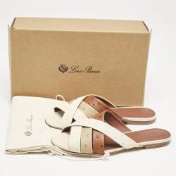 Loro Piana Multicolor Ostrich Aida Flat Slides Size 38