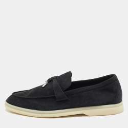 Pre Owned Loro Piana Black Suede Summer Charms Walk Loafers Size 39