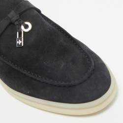 Pre Owned Loro Piana Black Suede Summer Charms Walk Loafers Size 39