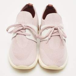 Loro Piana Pink Knit Fabric 360 LP Flexy Walk Sneakers Size 37