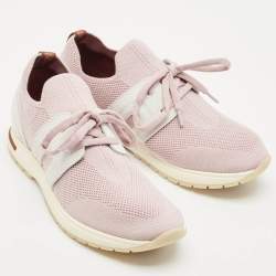 Loro Piana Pink Knit Fabric 360 LP Flexy Walk Sneakers Size 37