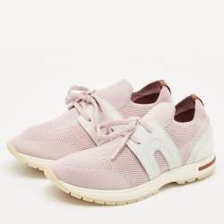 Loro Piana Pink Knit Fabric 360 LP Flexy Walk Sneakers Size 37