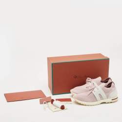 Loro Piana Pink Knit Fabric 360 LP Flexy Walk Sneakers Size 37